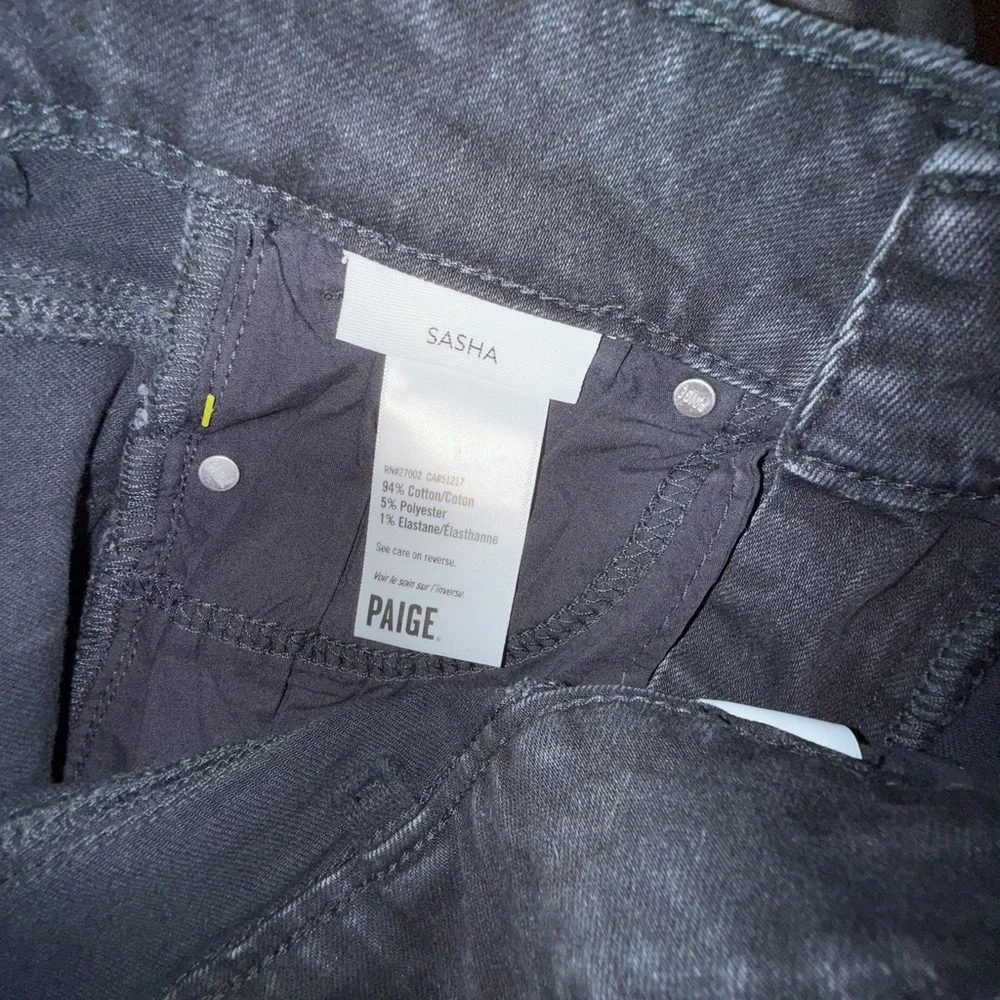 PAIGE viper black distressed High-Rise Wide Leg Jeans Sasha - Picture 5 of 10